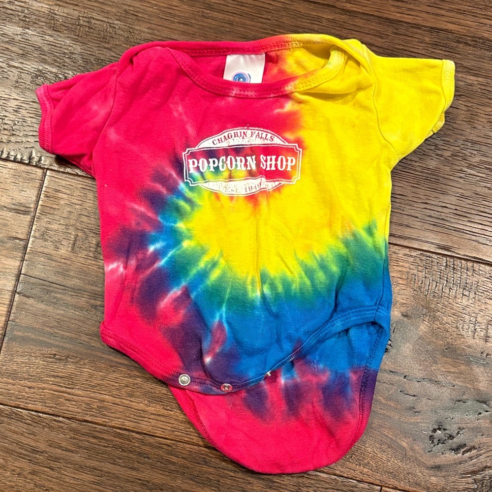 Chagrin Falls Popcorn Shop Tie-Dye Baby Onesie 6 months